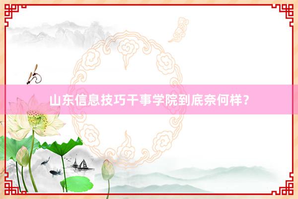 山东信息技巧干事学院到底奈何样？